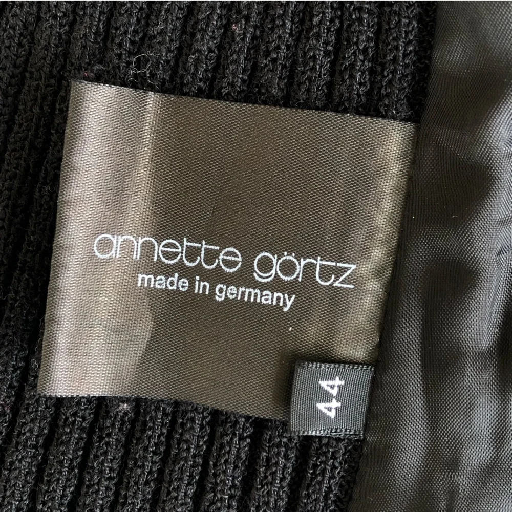 Annette Gortz Nandi Black Wool Blend Knit Back Full Zip Jacket Vest - Picture 5 of 7